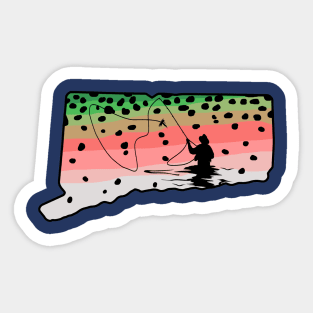 Rainbow Trout Fly Fish Connecticut Fly Fishing Fisherman Gifts Sticker